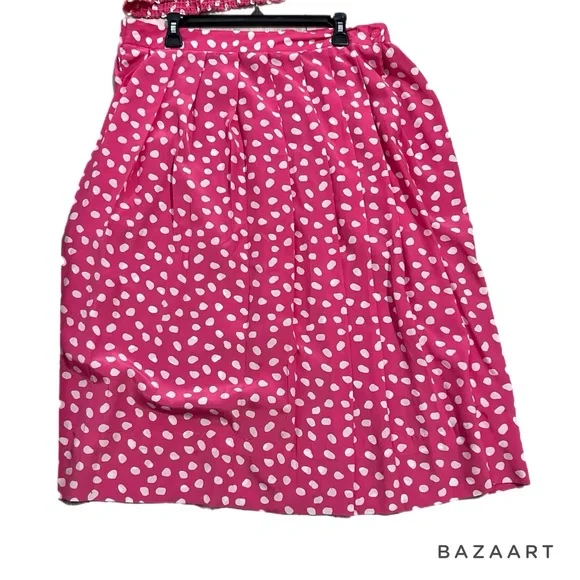 Vintage Lindsey Blake Pink & White Polka Dot 2 Piece Skirt & Blouse Set - Picture 4 of 7